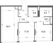 Планировка 2-комнатной квартиры, 68 м2