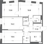 Планировка 3-комнатной квартиры, 96,3 м2