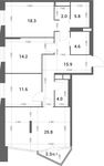 Планировка 3-комнатной квартиры, 102,9 м2