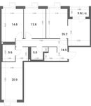 Планировка 3-комнатной квартиры, 103,3 м2