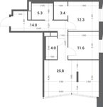 Планировка 2-комнатной квартиры, 76,4 м2