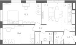 Планировка 2-комнатной квартиры, 66,9 м2
