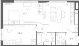 Планировка 2-комнатной квартиры, 67,2 м2