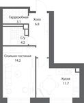 Планировка 1-комнатной квартиры, 40 м2