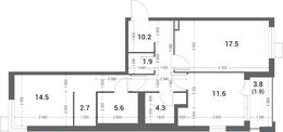 Планировка 2-комнатной квартиры, 70,2 м2