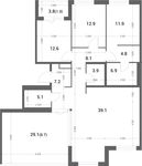 Планировка 5-комнатной квартиры, 123,1 м2
