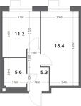 Планировка 1-комнатной квартиры, 40,5 м2