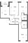 Планировка 3-комнатной квартиры, 78 м2