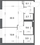 Планировка 1-комнатной квартиры, 52,9 м2