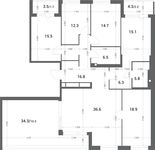 Планировка 6-комнатной квартиры, 162,6 м2