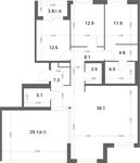 Планировка 5-комнатной квартиры, 123,2 м2