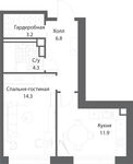 Планировка 1-комнатной квартиры, 40,5 м2