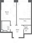 Планировка 1-комнатной квартиры, 39,9 м2