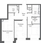 Планировка 2-комнатной квартиры, 67,7 м2