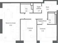 Планировка 2-комнатной квартиры, 68,4 м2