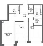 Планировка 2-комнатной квартиры, 67,9 м2