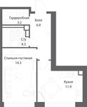Планировка 1-комнатной квартиры, 40,1 м2