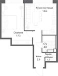 Планировка 1-комнатной квартиры, 45,1 м2