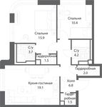 Планировка 2-комнатной квартиры, 64,9 м2