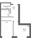 Планировка 1-комнатной квартиры, 39,9 м2