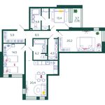 Планировка 3-комнатной квартиры, 99,9 м2