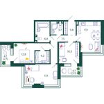 Планировка 3-комнатной квартиры, 87,5 м2