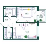 Планировка 1-комнатной квартиры, 47,1 м2