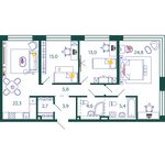 Планировка 3-комнатной квартиры, 95,5 м2