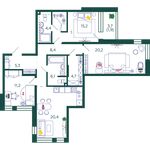 Планировка 3-комнатной квартиры, 97,7 м2