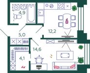 Планировка 1-комнатной квартиры, 40,8 м2