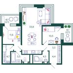 Планировка 2-комнатной квартиры, 82,3 м2