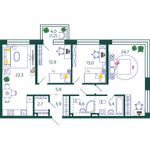 Планировка 3-комнатной квартиры, 96,5 м2