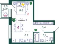 Планировка квартиры студии, 35,2 м2