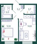 Планировка 1-комнатной квартиры, 41,5 м2