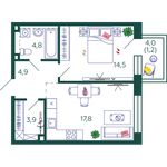 Планировка 1-комнатной квартиры, 47,1 м2