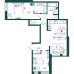Планировка 2-комнатной квартиры, 75,4 м2