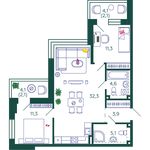Планировка 2-комнатной квартиры, 72,7 м2