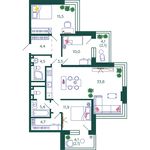 Планировка 3-комнатной квартиры, 97,7 м2