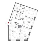 Планировка 3-комнатной квартиры, 85,8 м2