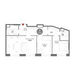 Планировка 2-комнатной квартиры, 72,8 м2