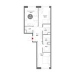 Планировка 2-комнатной квартиры, 66,5 м2