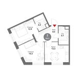 Планировка 2-комнатной квартиры, 58,3 м2