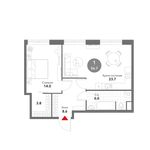 Планировка 1-комнатной квартиры, 56,7 м2