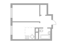 Планировка 2-комнатной квартиры, 32,5 м2