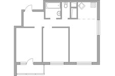 Планировка 3-комнатной квартиры, 54,9 м2