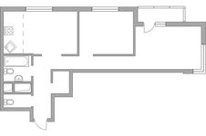 Планировка 3-комнатной квартиры, 54,13 м2