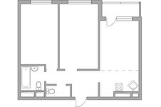 Планировка 3-комнатной квартиры, 56,48 м2