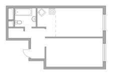 Планировка 2-комнатной квартиры, 41,88 м2