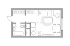 Планировка квартиры студии, 24,4 м2