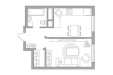 Планировка 1-комнатной квартиры, 32,5 м2